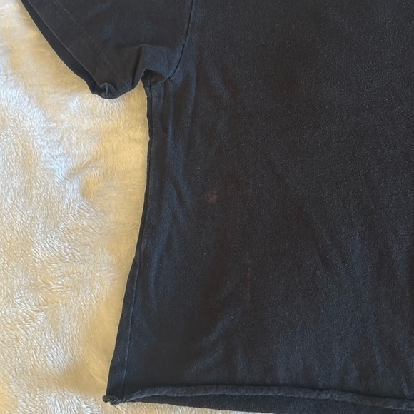 GUC Pre-loved PINK Black crop top T-Shirt with Pocket - Picture 5 of 6